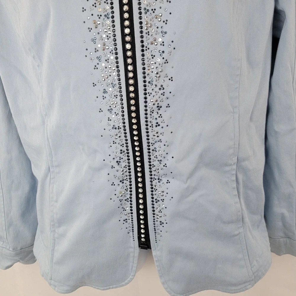 CHRISTINE ALEXANDER Womens Jacket Sz L Embellished Rhinestones Bling Sparkle - Picture 3 of 15